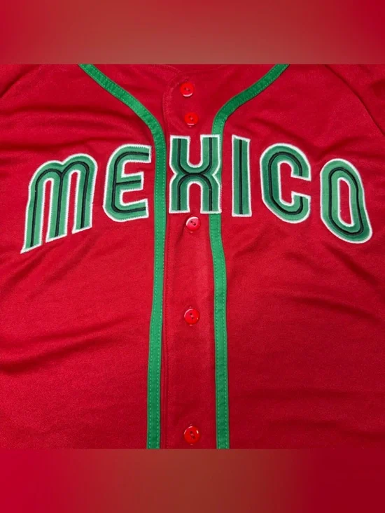NWT Mitchell & Ness Mexico National Team Baseball Jersey Red Large - Picture 6 of 11